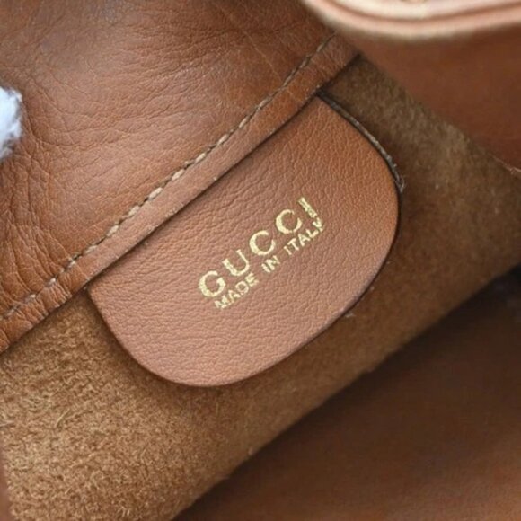 GUCCI Logo Bamboo 2way One Shoulder Body Hand Bag Brown Gold Italy 61EG228 - Picture 12 of 16